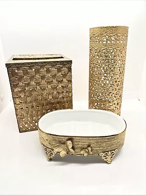 Vintage Hollywood Regency Gold Vanity Lot • $14.99