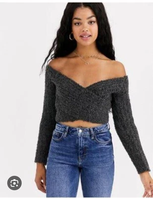 $12 • Buy ASOS DESIGN Boucle Wrap Jumper - Grey - Size 12 - Never Worn 