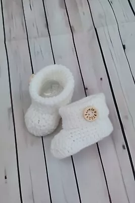 Born In 2024 Crochet Baby Booties 0-3 Months Handmade • £7.99