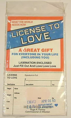 Vintage Novelty License To Love Joke April Fool Party Birthday Gift • $1.94