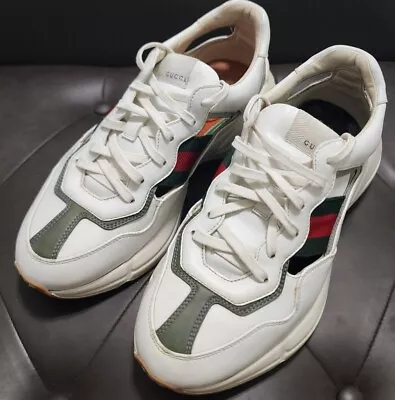 Gucci Men's White Rhyton Sneaker Shoes Size 8 ½ • $14.50