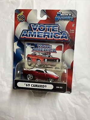 1:64 MUSCLE MACHINES Vote America ‘69 Camaro Red • $6.95