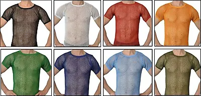 £6.49 • Buy New Crystal Men's String Mesh Short Sleeve T-shirt 100% Cotton 