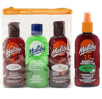 Malibu Fast Tanning Essentials Set And Malibu Spf15 Bronzing Oil • £14.99