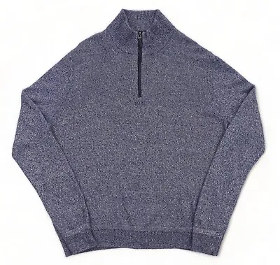 Nordstrom Men's Shop 1/4 Zip Sweater Size XXL Blue Heather Cashmere & Silk Soft • $36.86