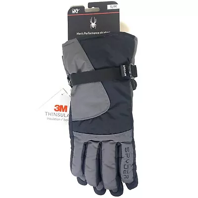 SPYDER Mens Shredder Ski Insulated Winter Gloves Grey Black S/M (MSRP $50) • $28.99