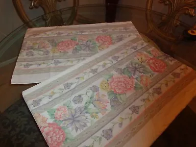 2 Vintage Standard Pillowcases CANNON Border Floral Striped SWEET • $5.95
