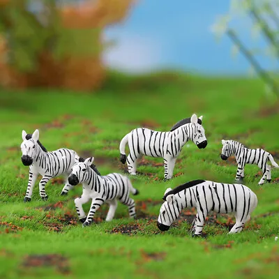 6PCS Cartoon Zebra Micro DIY Landscaping Decor Zebra Plastic Resin Home Ornament • £7.44