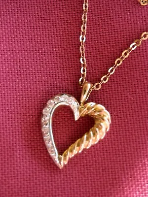 David Yurman 18K Solid Yellow GOLD PAVE DIAMOND HEART Pendant 20  Chain • $899
