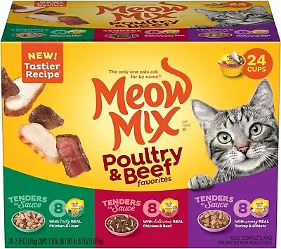 Meow Mix Tender Favorites Wet Cat Food Poultry & Beef Variety Pack 2.75 Ounce • $9.99