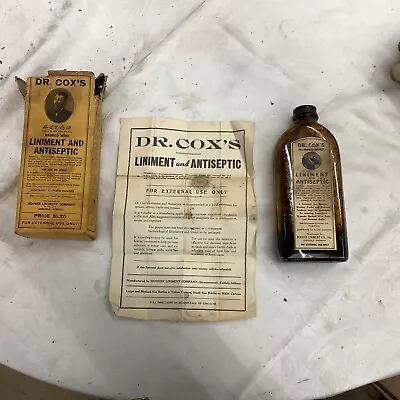 Great Graphics Dr Cox's Barbed Wire Liniment Label Box Contents Carlisle Indiana • $15