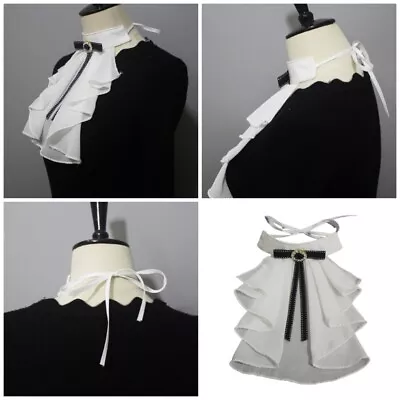 Faux Collar Victorian Detachable Collar Ruffled Lace Jabot Neck Collar Costume • £8.27
