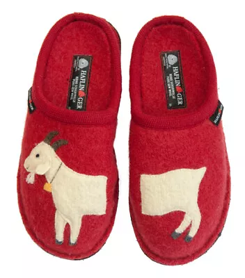 HAFLINGER Flair HEIDI Paprika Red With White Goat Slipper Wool Felt Germany New • $59