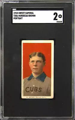 1910 T206 Sweet Caporal 350 Portrait Mordecai Brown SGC 2 • $550