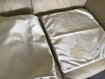 4 X Damask Style Polycotton Cream Ivory Embossed Leaf Cushion Covers 17 X 17 In • £19.99