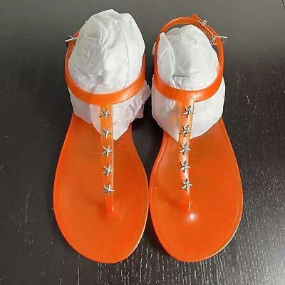 Katy Perry Womens Size 7M/37 The Geli Stud Jelly Sandals Fiery Orange Starfish • $14.40