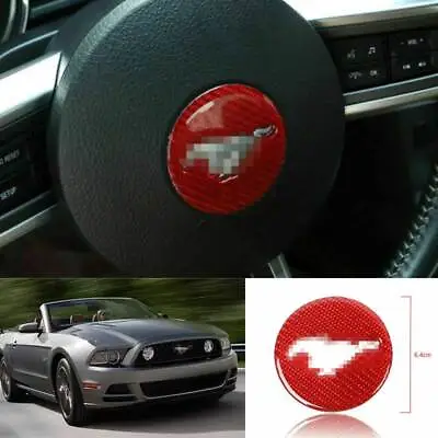 For Ford Mustang 2010-2014 Real Red Carbon Fiber Steering Wheel Horn Cover Trim • $18.49