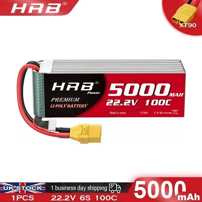 HRB 6S 22.2V 5000mAh LiPo Battery XT90 For RC Helicopter Airplane Boat Truck • £74.99