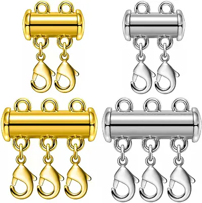 Necklace Layering Clasps Magnetic Slide Lock Clasp Necklace Connector Multi Stra • $10.68