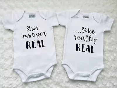 Twin Baby/Pregnancy Announcement Vests Unisex Baby Shower Gifts Twin Pregnancy • £18