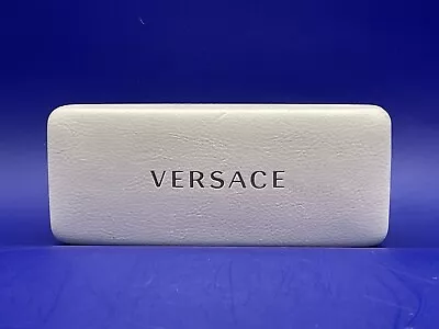 VERSACE Eyeglass/Sunglass Hard Clamshell Case White Faux Leather Embossed Logo • $9.95