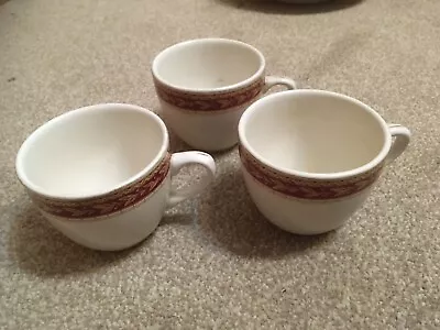 £3.99 • Buy Vintage Sampson Bridgwood Tea Cups X 3 With Red & Gold Patterned Rim