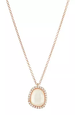 Meira T 14K Gold Link Chain Mother Of Pearl & White Topaz Pendant Necklace • $249.99
