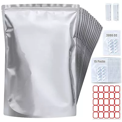 15 Pack 5 Gallon Mylar Bags With Oxygen Absorbers - 10.5 Mil Mylar Bags For F... • $42.90