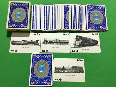 Old 1970s Vintage Non Standard * BLUE TRAIN * Wide Playing Cards STEAM RAILWAY A • £28.95