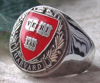 Harvard University School Ring Seal Signet Veritas College Steel Gold [ D82 ] • $49