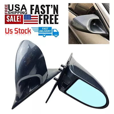 Fit For 92-95 Honda Civic 2DR Carbon Fiber Spoon Style Side Door Manual Mirrors  • $81.87