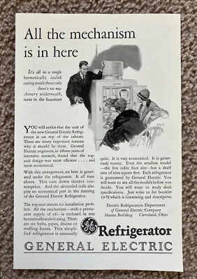 Vintage 1927 General Electric Refrigerator Art Décor Ephemera 1920's Print Ad • $12.95