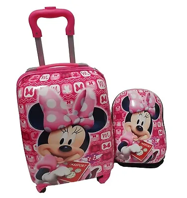 Children Kids Holiday Travel Hard Shell Suitcase Luggage Trolley Minnie Mouse UK • £6.99