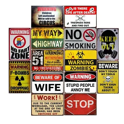 $9.99 • Buy Vintage Metal Tin Signs Warning Retro Plate Pub Bar Cabin Art Decor Wall Poster