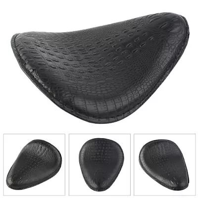 Alligator Motorcycle Leather Solo Driver Seat Fit Harley Bobber Chopper Black • $79.23