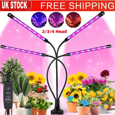 £2.99 • Buy 2/3/4 Head LED Plant Grow Light Full Spectrum Grow Lights Indoor Plants Flowers