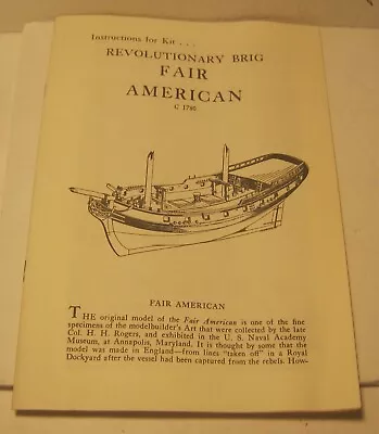 MODEL SHIPWAYS Instructions & Drawings FAIR AMERICAN Revolutionary War Brig • $15