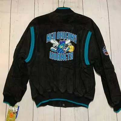 Vintage New Orleans Hornets NBA G-III Suede Varsity Jacket Charlotte Air Jordan • $49.99