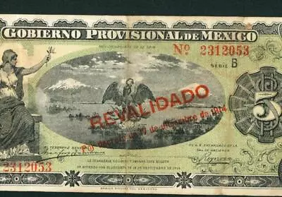 5 Pesos 1914 (VF+++) Gobierno Provisional De Mexico ** DAILY CURRENCY AUCTIONS • $7.50