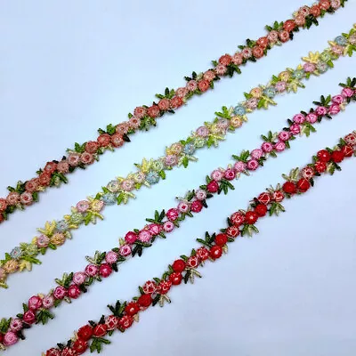 2 Yards Floral Lace Embroidery Trims DIY Sewing Cothing Dress Decorative Ribbon  • $2.89