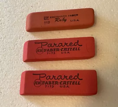 3 Vintage Erasers 2 Faber Castell 1 Eberhard Faber • $6.99