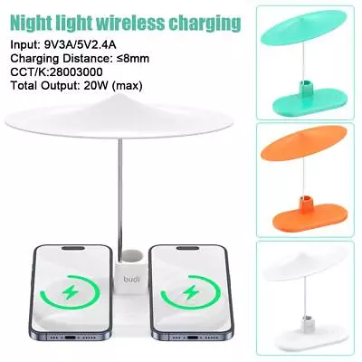 Wireless Fast Charger Station 3In1 Charging Dock Alarm Lamp Light Night G D6X7 • $39.80
