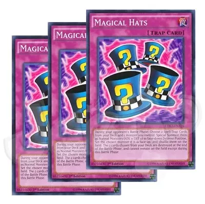 Yugioh - Magical Hats X 3 - 1st Edition NM - Free Holographic Card • $5