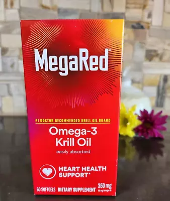 MegaRed 350mg Superior Omega-3X Pure Krill Oil 60 Softgels • $17.65