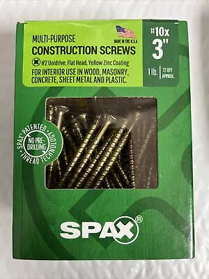 $19.59 • Buy SPAX #10 X 3 In. Yellow Zinc Coated Phillips-Square Undercut Flat Head Full Thre