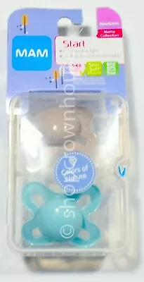 MAM Newborn Pacifier Matte Collection - Teal & Grey • $9.99