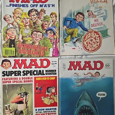 Mad MAGAZINE LOT 4 Issues VG Condition JAWS Don Martin Posters MASH Super Satire • $35.99