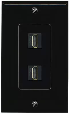 2 Port Black Decorative Jack Passthrough Keystone 2 HDMI Wall Plate • $12.44