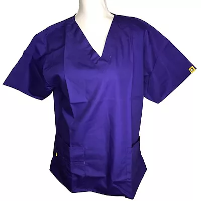 New Wonder Wink Scrub Top Large Purple Short Sleeve • $13.44