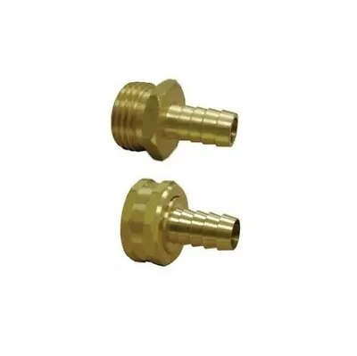 3/8  Hose Barb To 3/4  Garden Hose Adapter Set - Brass Nipple • $9.69